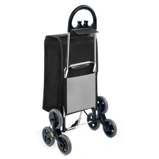 Costway Gray Folding Stair Climbing Shopping Cart with Removable Bag and Handle