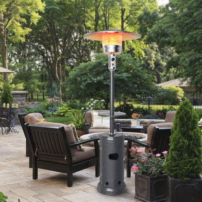 Costway Gray Outdoor Heater Propane Standing LP Gas Steel with Table & Wheels