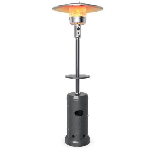 Costway Gray Outdoor Heater Propane Standing LP Gas Steel with Table & Wheels