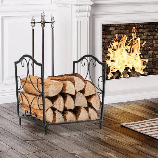 Costway Heavy-Duty Steel Firewood Log Rack – US Fireplace Store