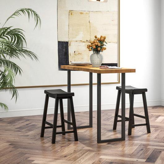Costway JV10878BK 24" Set of 2 Black Counter Height Stools with Solid Wood Legs