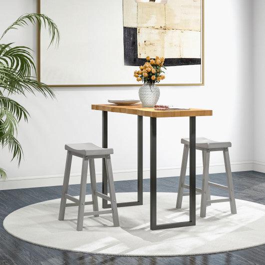 Costway JV10878LR 24" Set of 2 Black Counter Height Stools with Solid Wood Legs