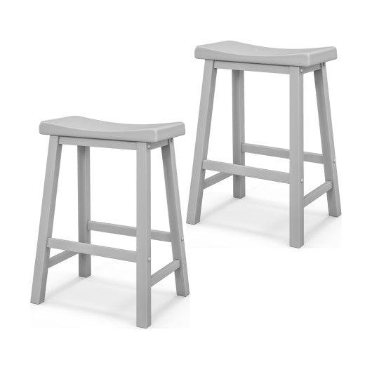 Costway JV10878LR 24" Set of 2 Black Counter Height Stools with Solid Wood Legs