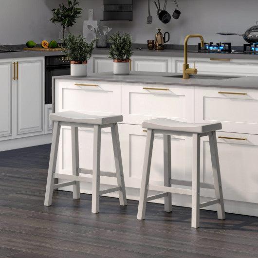 Costway JV10878LR 24" Set of 2 Black Counter Height Stools with Solid Wood Legs