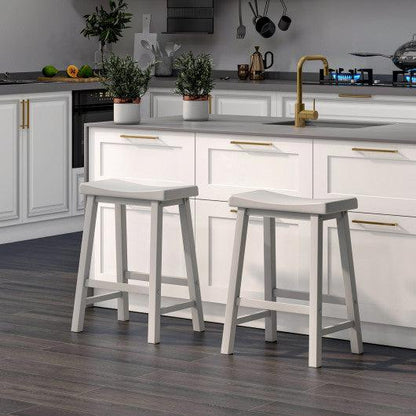 Costway JV10878LR 24" Set of 2 Black Counter Height Stools with Solid Wood Legs