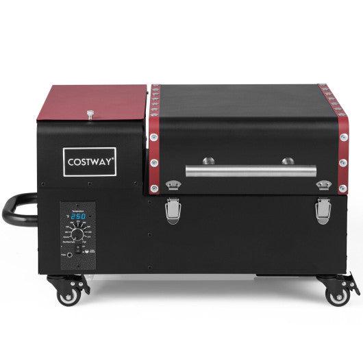 Costway Movable Pellet Grill and Smoker with Temperature Probe - Black