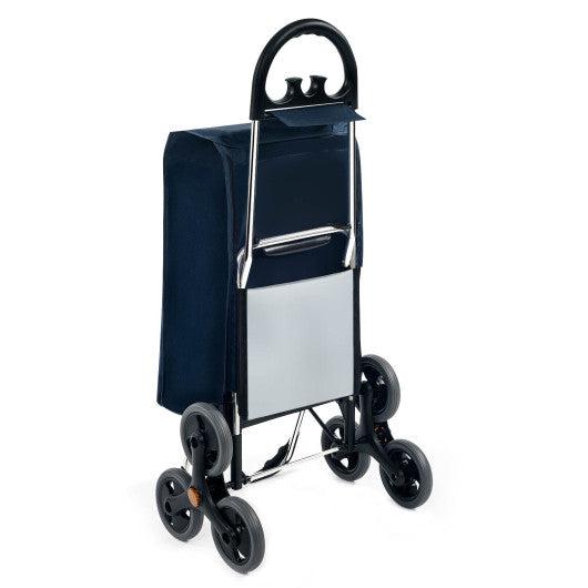 Costway Navy Folding Stair Climbing Shopping Cart with Removable Bag and Handle