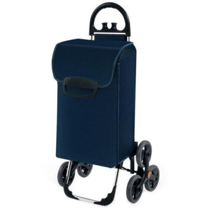 Costway Navy Folding Stair Climbing Shopping Cart with Removable Bag and Handle