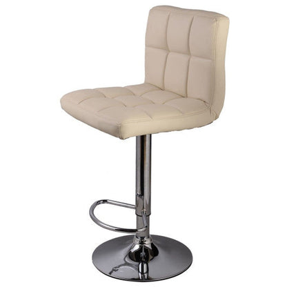Costway Off White Bar Stool PU Leather Barstools Chairs Adjustable Counter Swivel Pub Style New