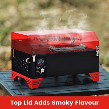 Costway Outdoor Portable Tabletop Pellet Grill and Smoker with Digital Control System for BBQ - Red