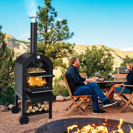 Costway Portable Outdoor Pizza Oven with Pizza Stone and Waterproof Cover