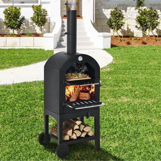 Costway Portable Pizza Oven with Pizza Stone and Waterproof Cover for Outdoor Use