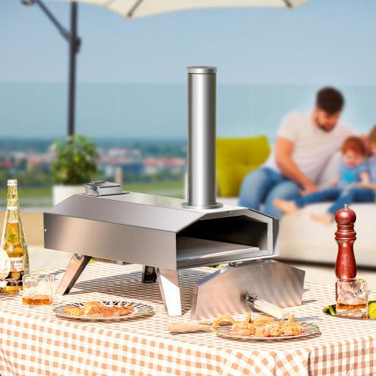 Costway Portable Stainless Steel Outdoor Pizza Oven with 12" Pizza Stone