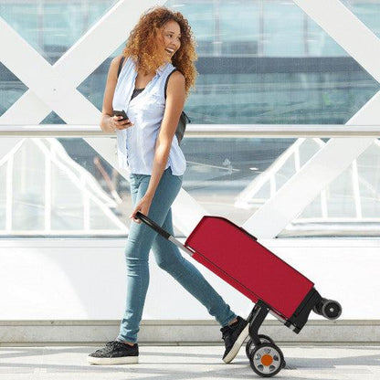 Costway Red Folding Shopping Cart Utility Hand Truck with Rolling Swivel Wheels