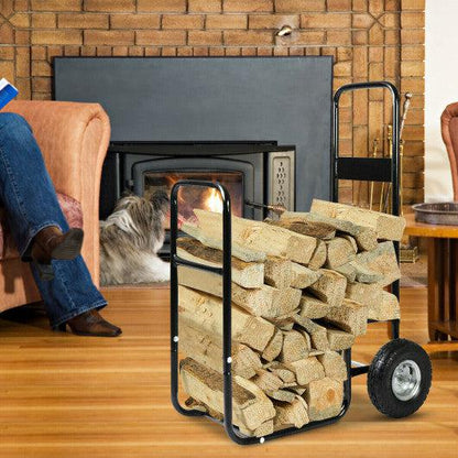 Costway Rolling Firewood Carrier Wood Mover