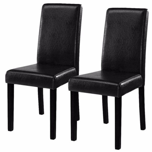 Costway Set of 2 Black Elegant Design Leather Contemporary Dining Chairs Home Room