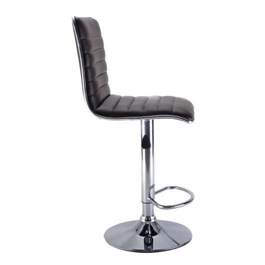 Costway Set of 2 Brown Swivel Bar Stool Modern Adjustable Height Hydraulic Diner Chair