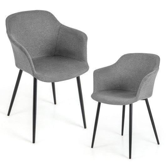 Costway Set of 2 Gray Upholstered Dining Chair with Ergonomic Backrest Design