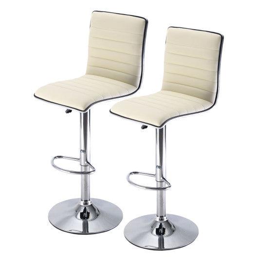 Costway Set of 2 Off White Swivel Bar Stool Modern Adjustable