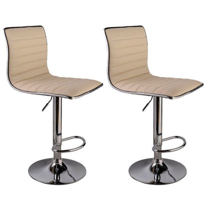 Costway Set of 2 Off White Swivel Bar Stools Dining Chairs