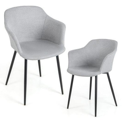 Costway Set of 2 Off White Upholstered Dining Chair with Ergonomic Backrest Design