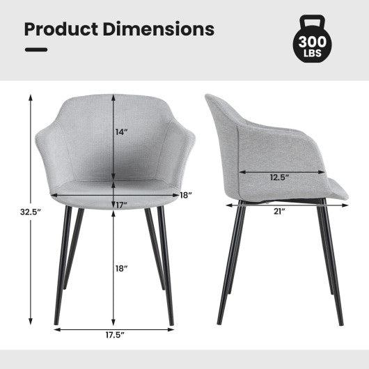 Costway Set of 2 Off White Upholstered Dining Chair with Ergonomic Backrest Design