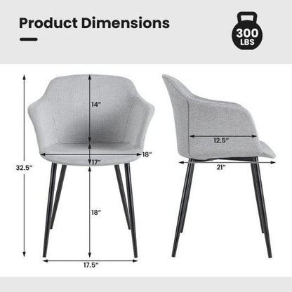 Costway Set of 2 Off White Upholstered Dining Chair with Ergonomic Backrest Design