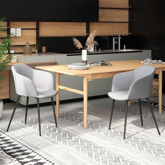Costway Set of 2 Off White Upholstered Dining Chair with Ergonomic Backrest Design