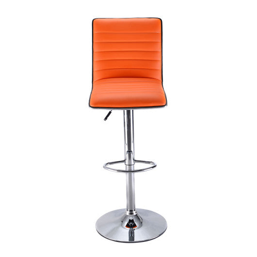 Costway Set of 2 Orange Swivel Bar Stool Modern Adjustable Height Hydraulic Diner Chair