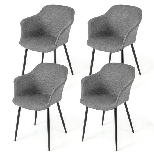 Costway Set of 4 Gray Upholstered Dining Chair with Ergonomic Backrest Design