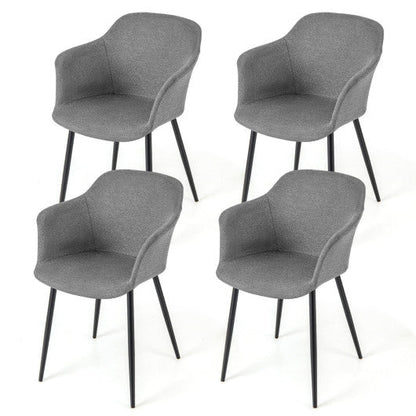 Costway Set of 4 Gray Upholstered Dining Chair with Ergonomic Backrest Design