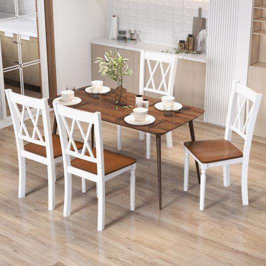 Costway Set of 4 Wooden Farmhouse Kitchen Chairs with Rubber Wood Seat