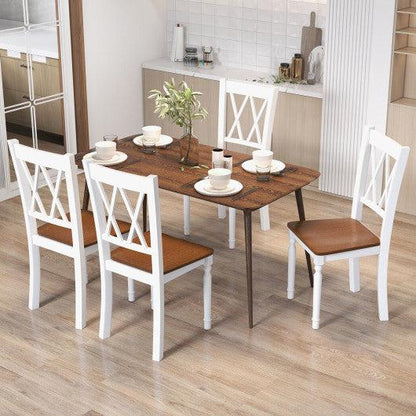 Costway Set of 4 Wooden Farmhouse Kitchen Chairs with Rubber Wood Seat