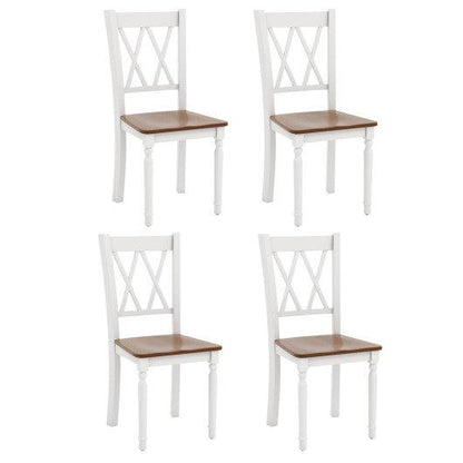 Costway Set of 4 Wooden Farmhouse Kitchen Chairs with Rubber Wood Seat