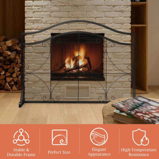 Costway Single Panel Fireplace Screen Free Standing Spark Guard Fence