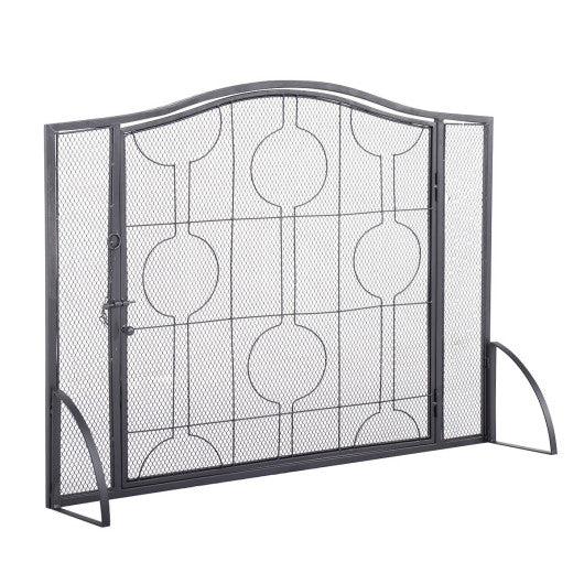 Costway Single Panel Heavy Duty Steel Fireplace Screen