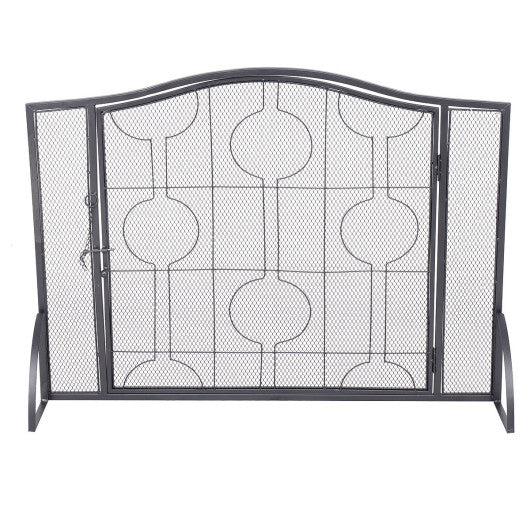 Costway Single Panel Heavy Duty Steel Fireplace Screen