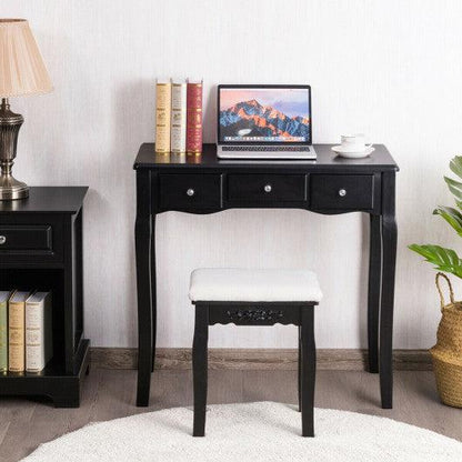 Costway Vanity Set with Removable Makeup Organizer and Comfortable Cushioned Stools