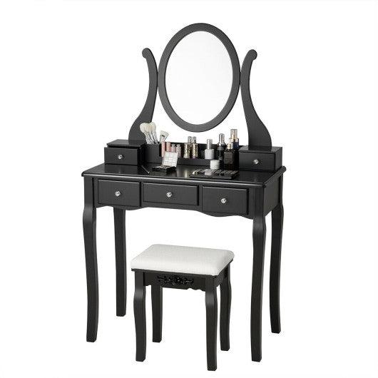 Costway Vanity Set with Removable Makeup Organizer and Comfortable Cushioned Stools
