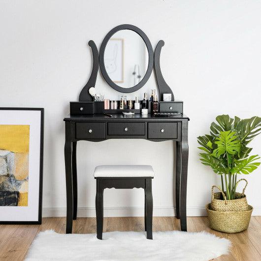 Costway Vanity Set with Removable Makeup Organizer and Comfortable Cushioned Stools