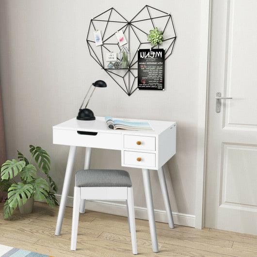 Costway Vanity Table Set with Flip Top Mirror Makeup Dressing Table with Cushioned Stool