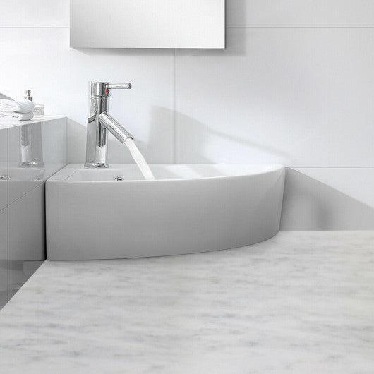 Costway Wall Mount Corner Ceramic Vessel Sink Angled Art Basin