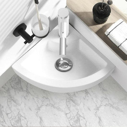 Costway Wall Mount Corner Ceramic Vessel Sink Angled Art Basin