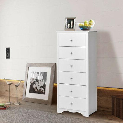 Costway White 6 Drawers Chest Dresser Clothes Storage Bedroom Furniture Cabinet