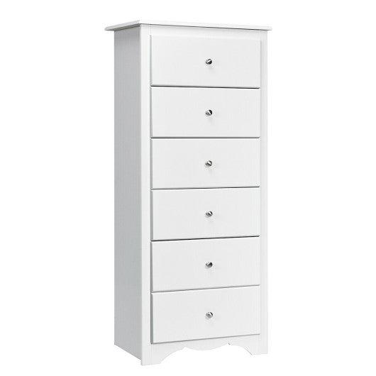 Costway White 6 Drawers Chest Dresser Clothes Storage Bedroom Furniture Cabinet