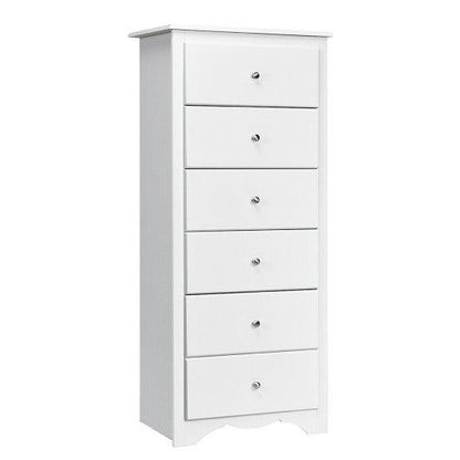 Costway White 6 Drawers Chest Dresser Clothes Storage Bedroom Furniture Cabinet