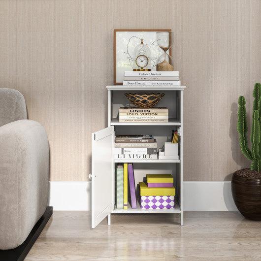 Costway White Bathroom Freestanding Adjustable Shelf Floor Storage Cabinet