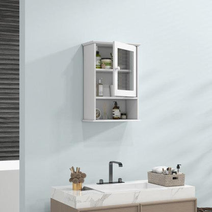 Costway White Bathroom Wall Mounted Adjustable Hanging Storage Medicine Cabinet