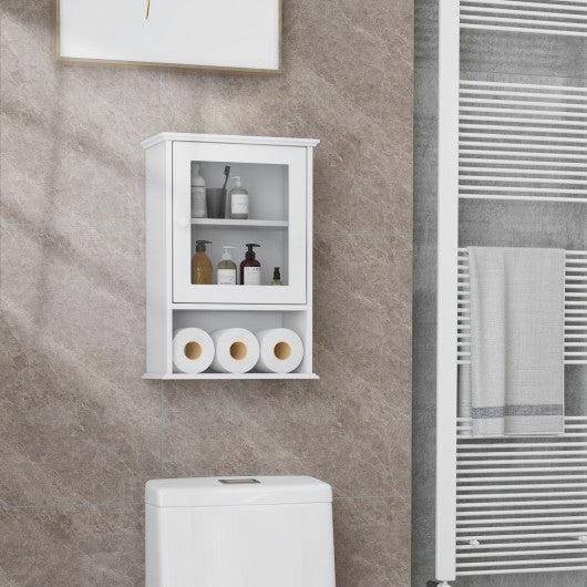 Costway White Bathroom Wall Mounted Adjustable Hanging Storage Medicine Cabinet