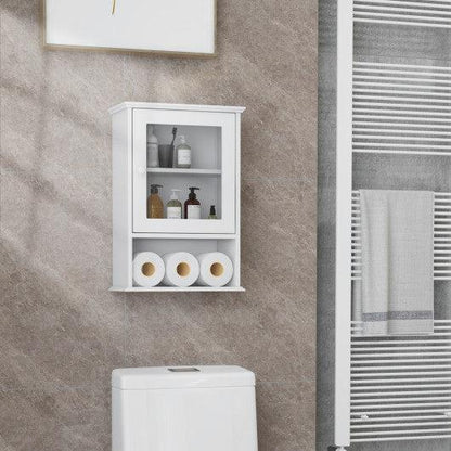 Costway White Bathroom Wall Mounted Adjustable Hanging Storage Medicine Cabinet